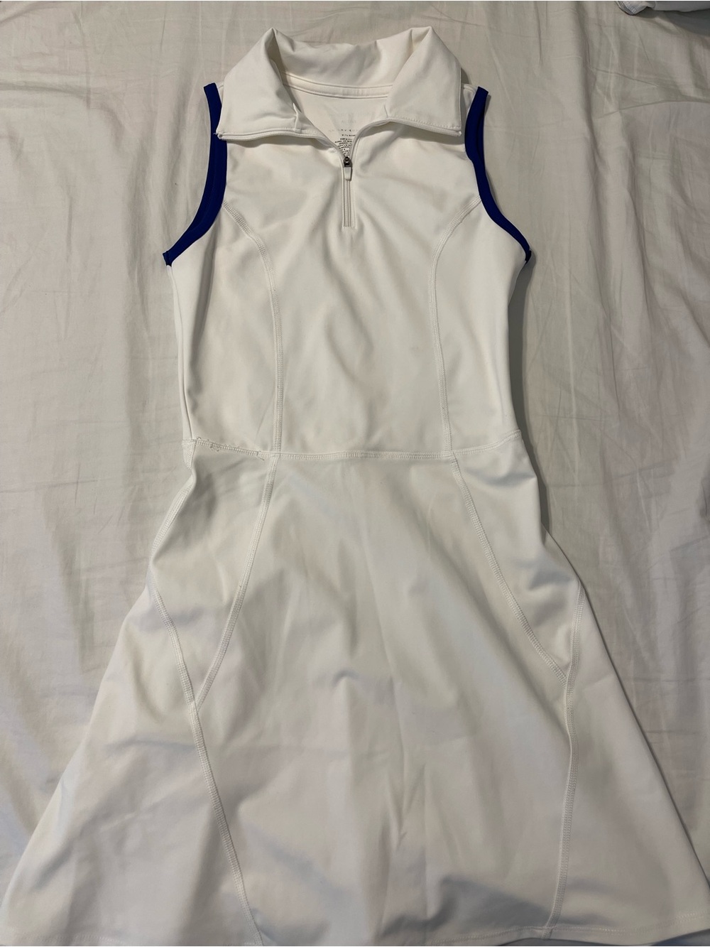 Sincerly Jules White Sleeveless Tennis Dress with Navy Accents